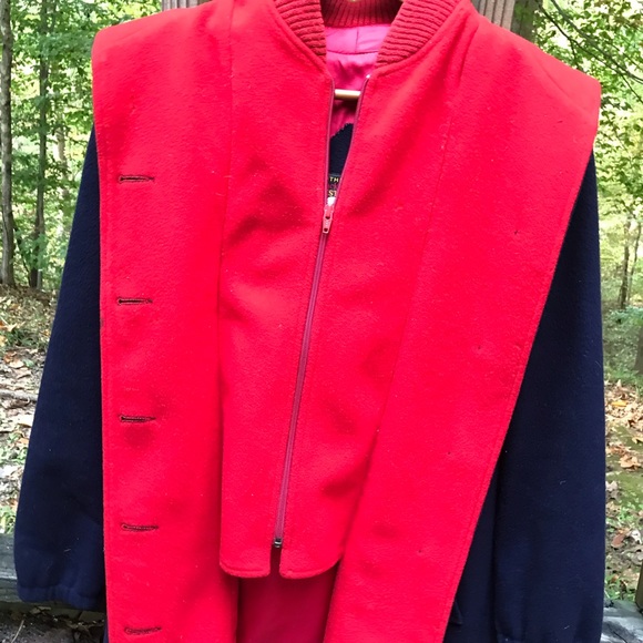 Mackintosh coat/vest red/ blue women's